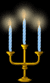trois bougies bleues de rituel